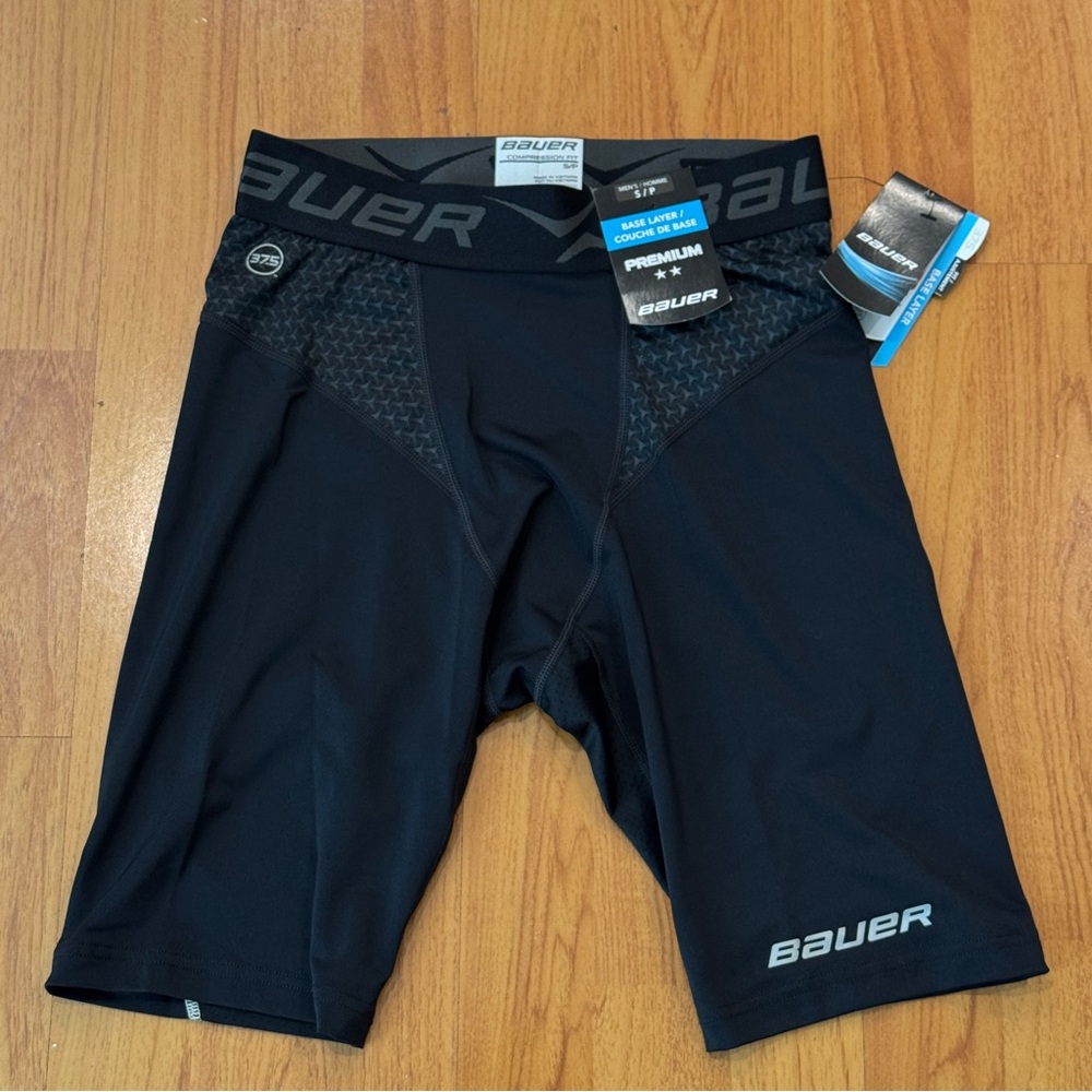 Bauer Premium Black Base Layer Compression Shorts Size Small
